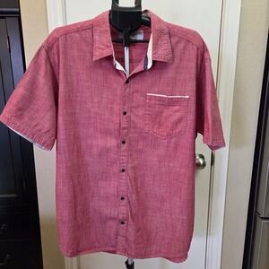 Truth Substance Common Sense Mens 2X Red Cotton Chambray Short Sleeve Shirt